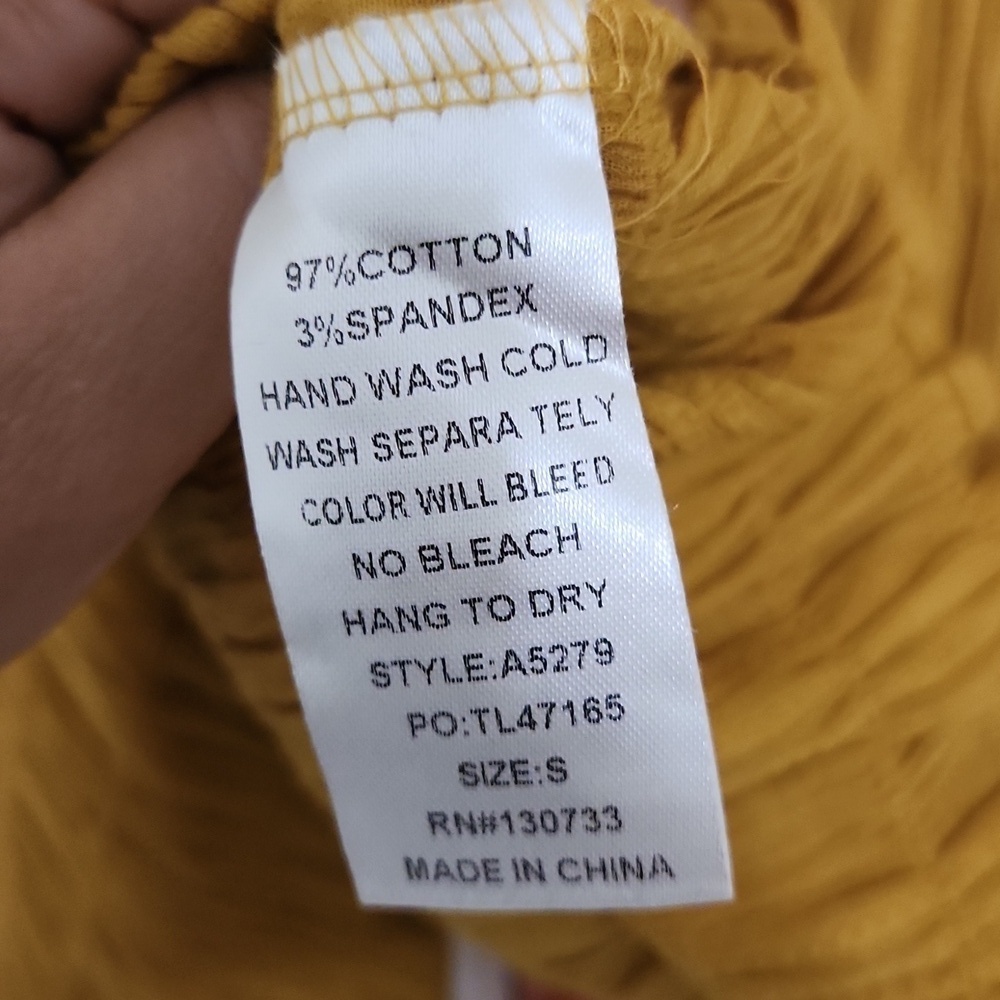 97%Cotton Yellow V-Neck Women's Boxy Boho Top Lagenlook Minimalist - Picture 8 of 8